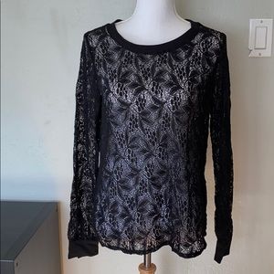 Falcon & Bloom black lace long sleeve top